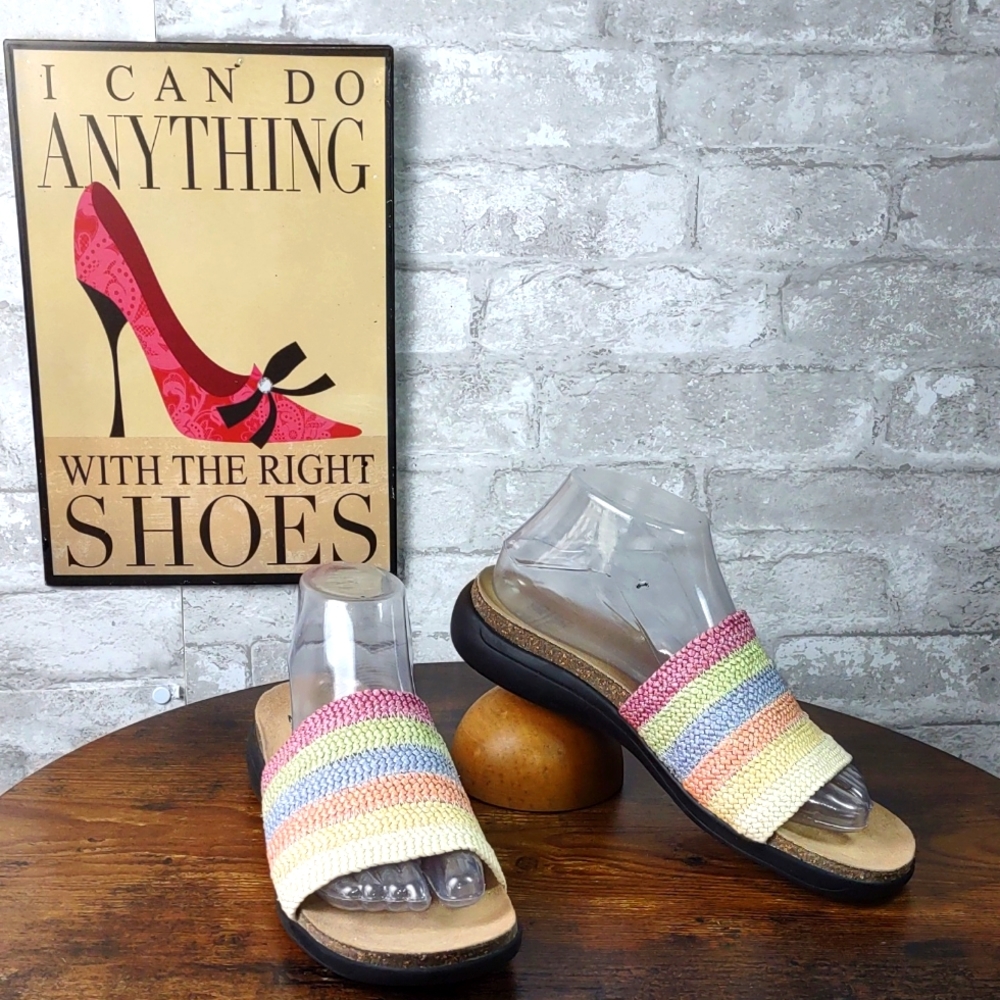 Mootsies Tootsies Pastel Rainbow Woven Slide Sandals